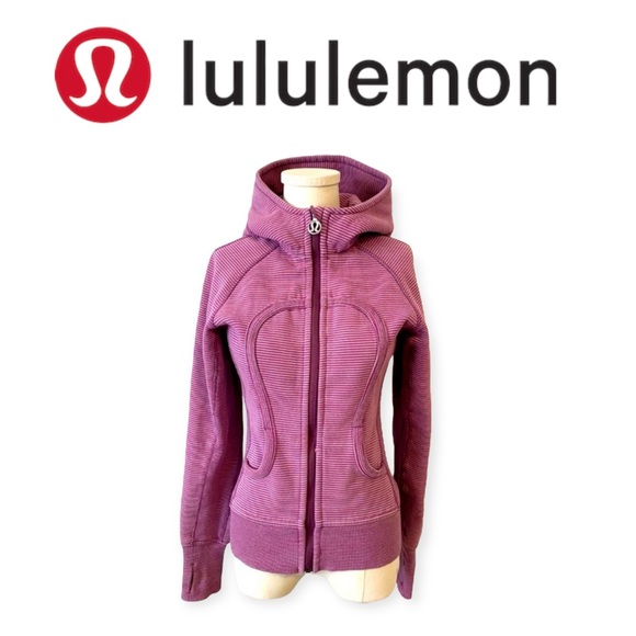 lululemon athletica Tops - Lululemon Scuba Hoodie in Wee Stripe Pink/ Berry. 
Size 6. 
Excellent Condition.